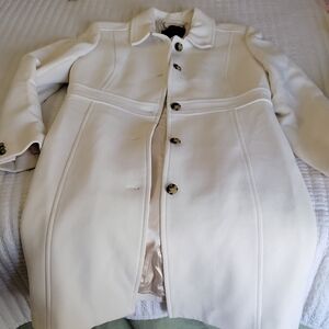 Women’s White Wool Blend Button-Front Coat